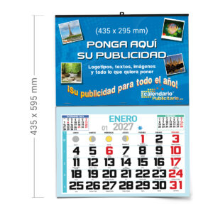 Calendario de pared con faldilla MENSUAL 435 mm