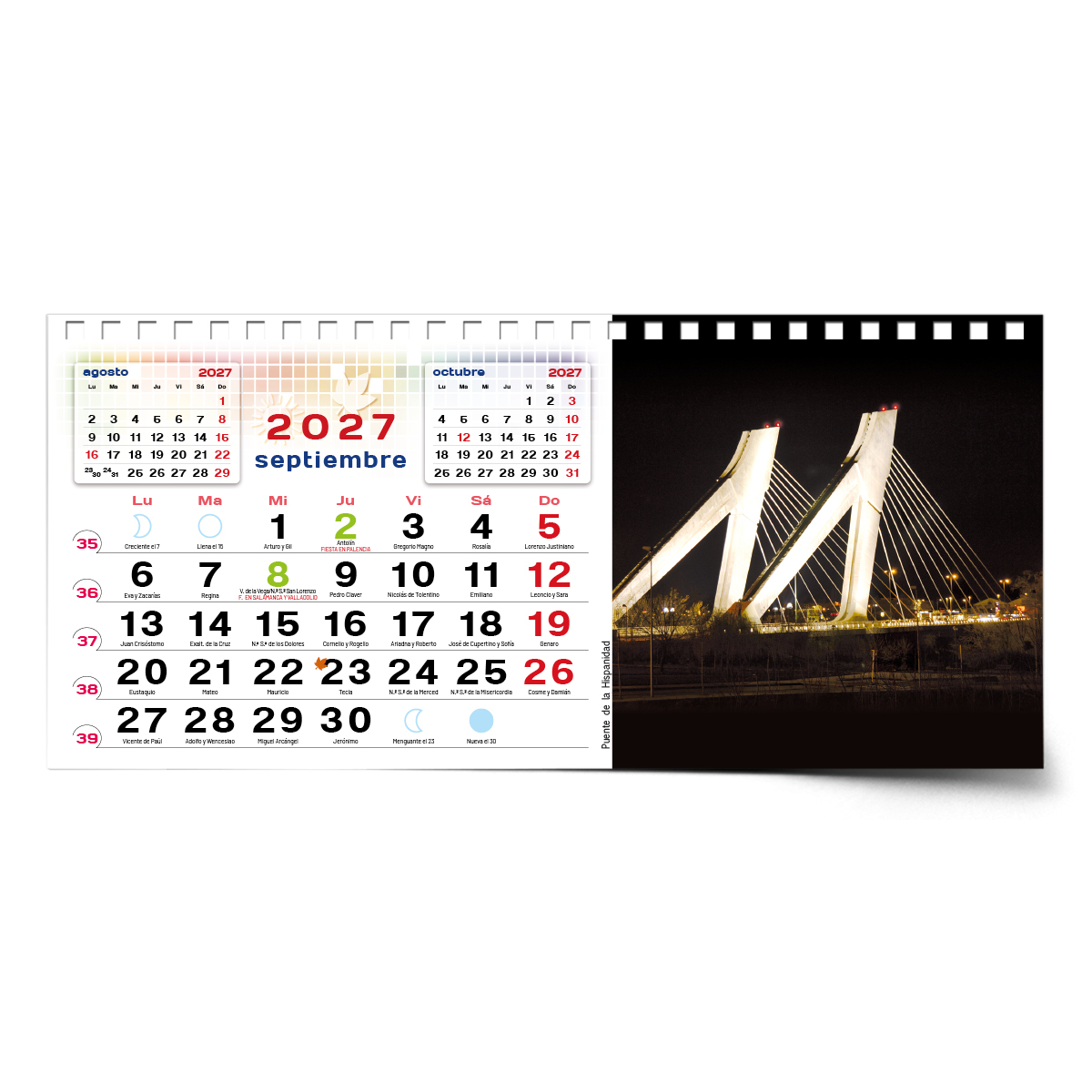 Calendario de mesa con wire-O W-220 UN PASEO POR VALLADOLID - Imagen 13