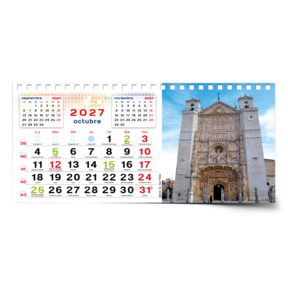 Calendario de mesa con wire-O W-220 UN PASEO POR VALLADOLID - Imagen 14