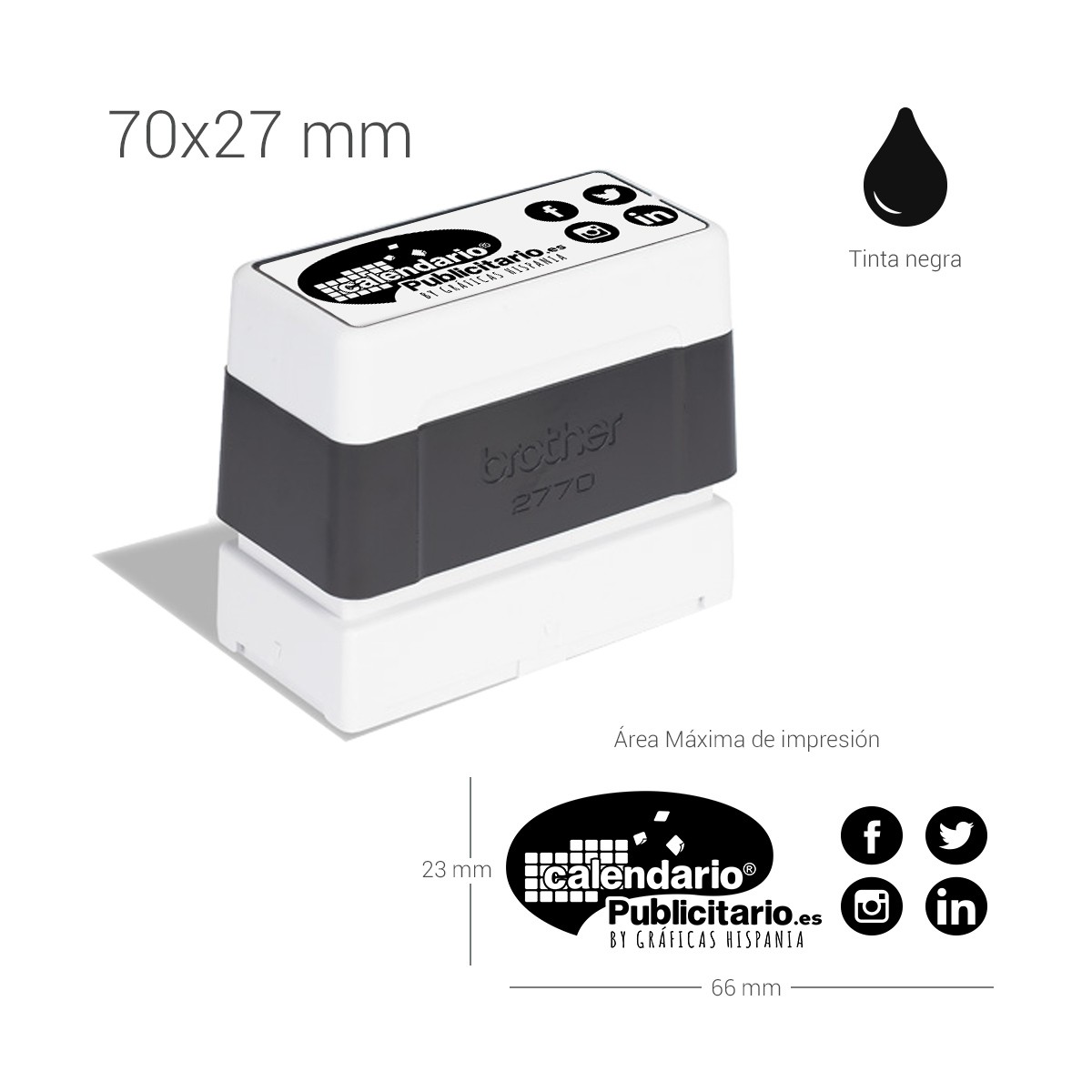 Sello preentintado 27x70 mm