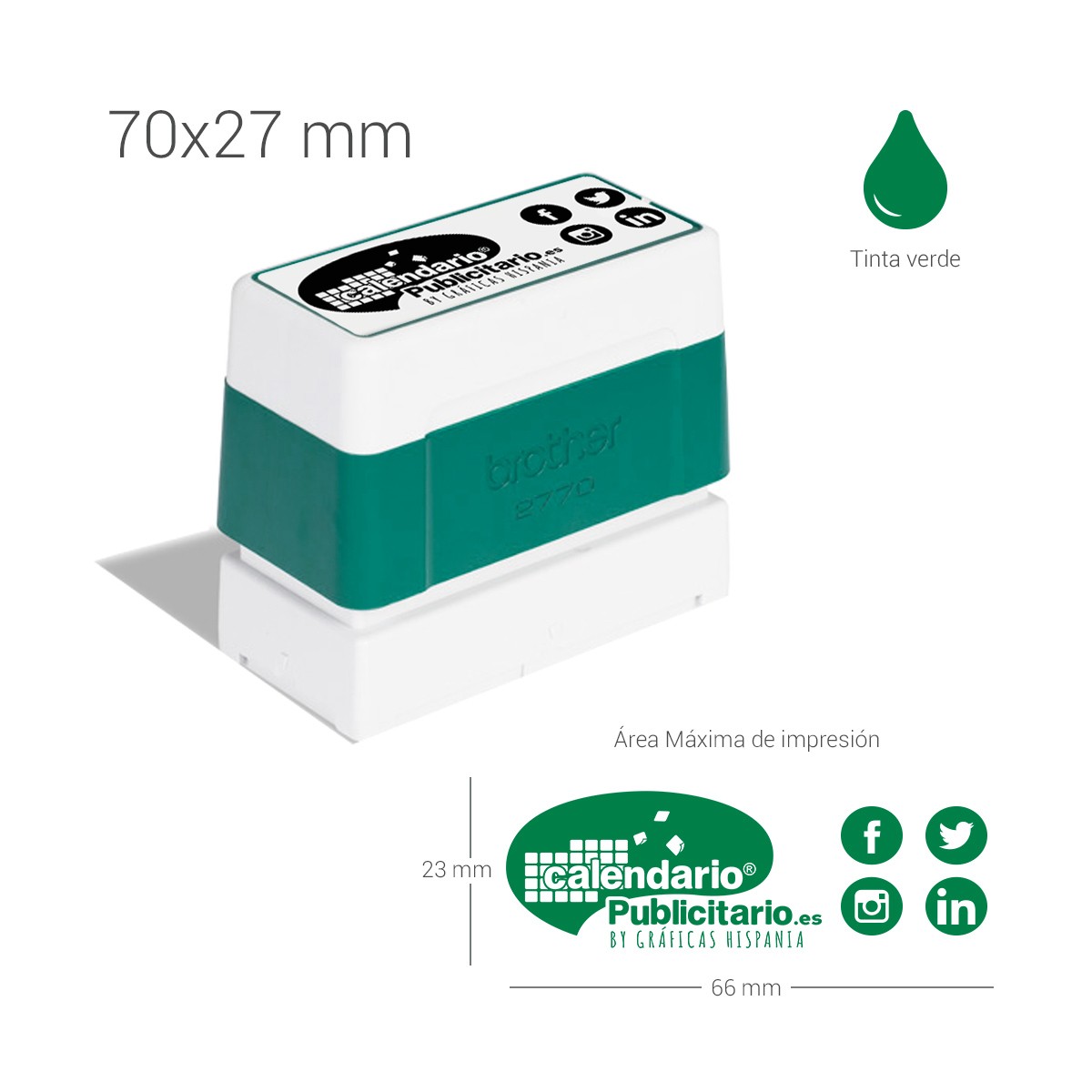 Sello preentintado 27x70 mm