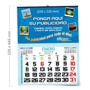 Calendario de pared con faldilla MENSUAL 335 mm