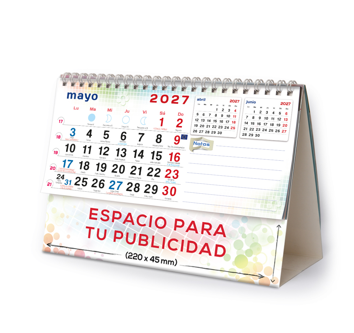 Calendario de mesa con wire-O W-220 NOTAS FIESTAS NACIONALES - Imagen 4