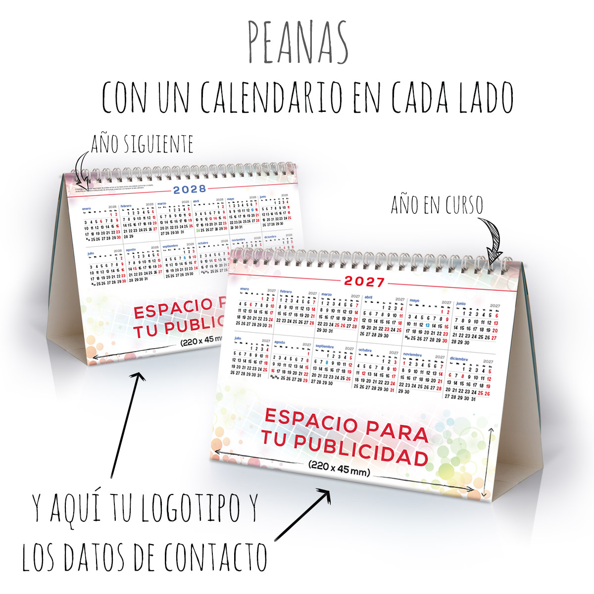 Calendario de mesa con wire-O W-220 NOTAS FIESTAS NACIONALES - Imagen 3