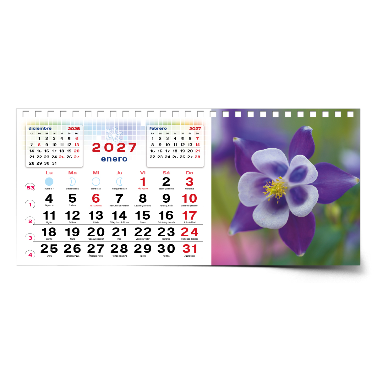 Calendario de mesa con wire-O W-220 FLORES - Imagen 5