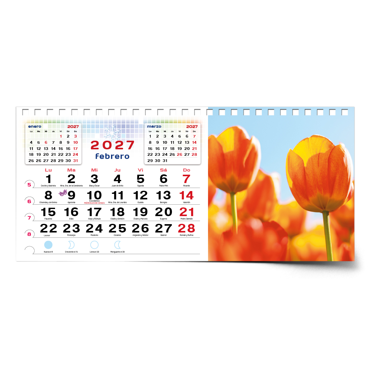 Calendario de mesa con wire-O W-220 FLORES - Imagen 6