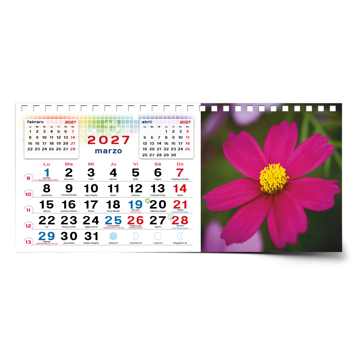 Calendario de mesa con wire-O W-220 FLORES - Imagen 7