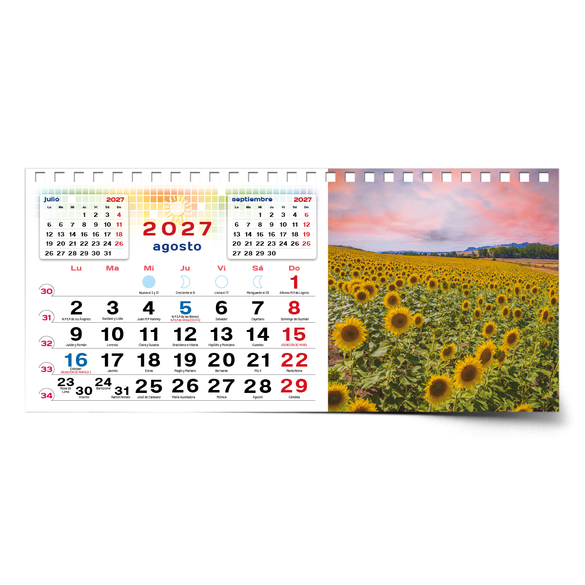 Calendario de mesa con wire-O W-220 FLORES - Imagen 12