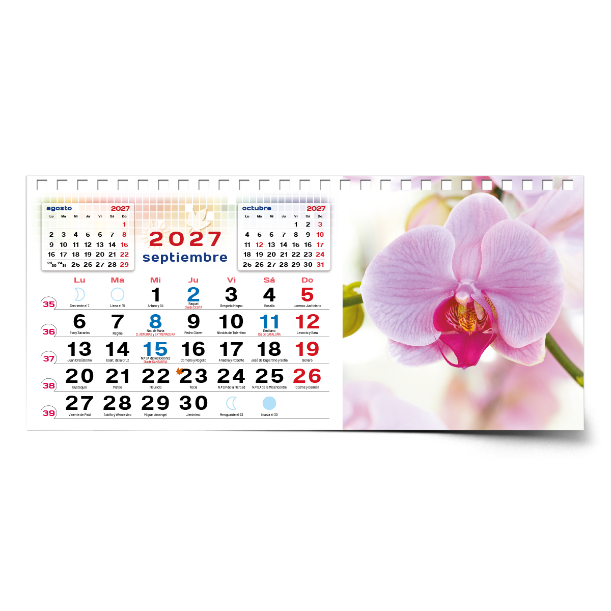Calendario de mesa con wire-O W-220 FLORES - Imagen 13