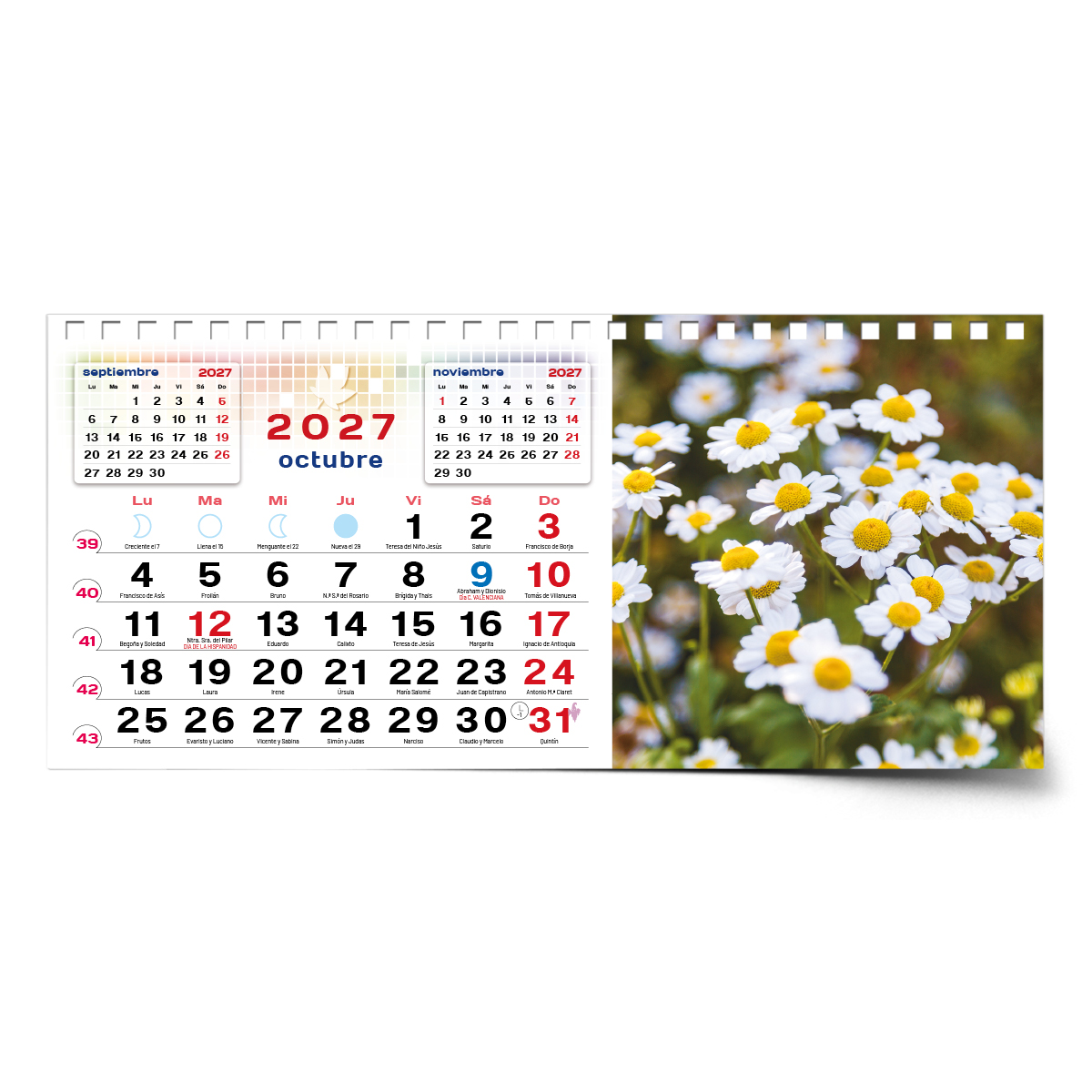 Calendario de mesa con wire-O W-220 FLORES - Imagen 14