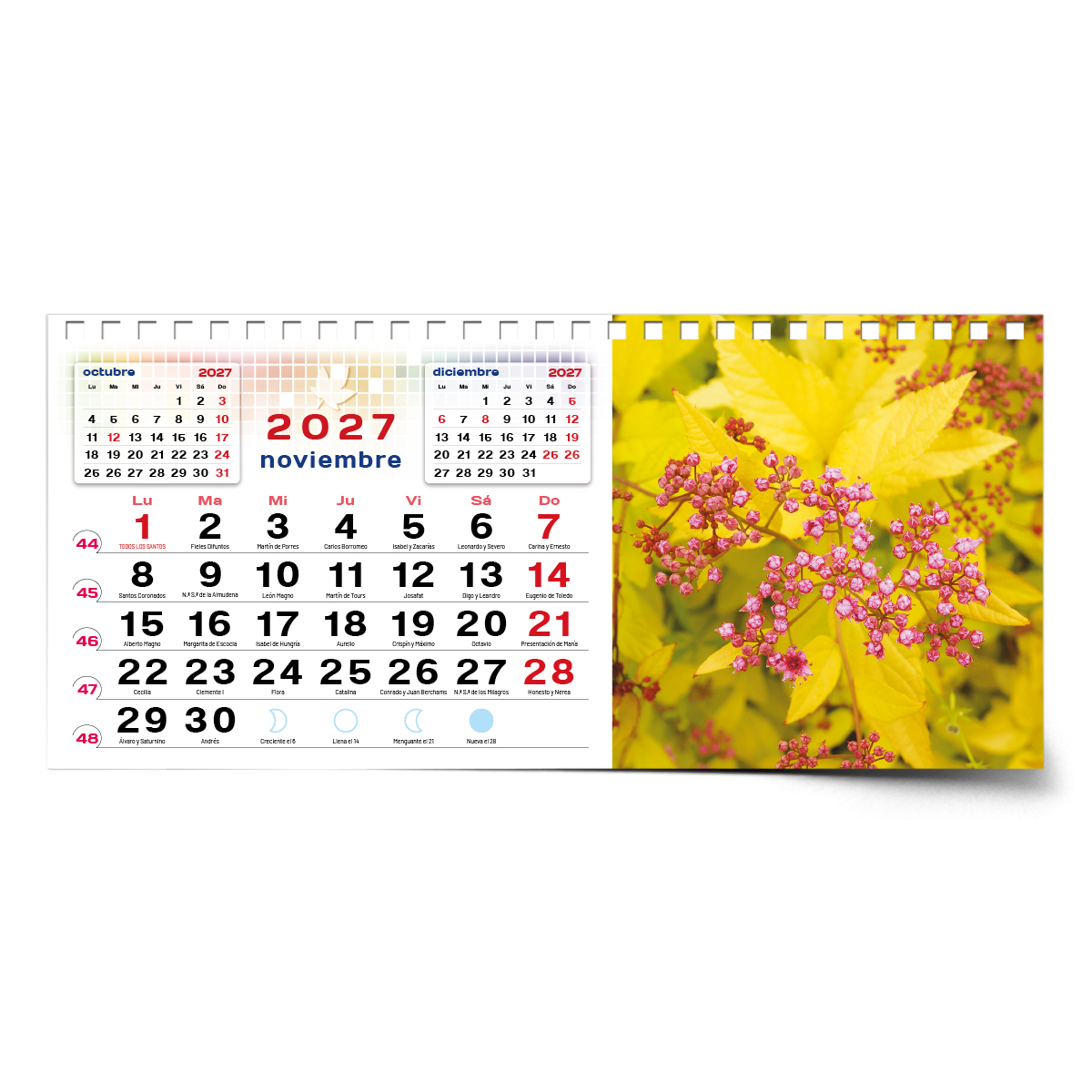 Calendario de mesa con wire-O W-220 FLORES - Imagen 15